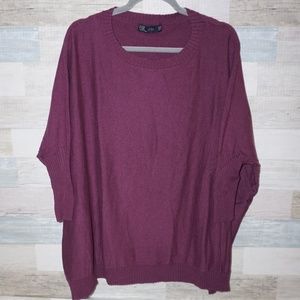Zara Women's Rich Purple Oversized Crew Neck Sweater Medium